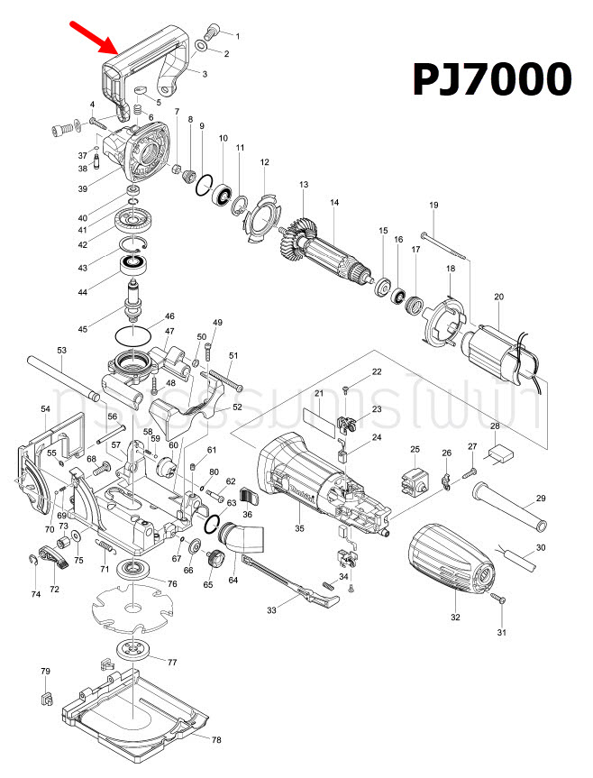 GRIP เครื่องเซาะร่องไม้ Makita มากีต้า PJ7000 Pn.453218-6 (แท้) ##