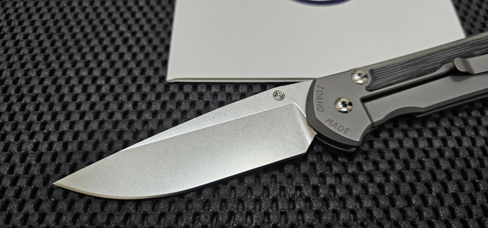 Chris Reeve Large Sebenza 31 Inlay LH Drop Point Glass Blasted Black Canvas Micarta CPM MagnaCut (LHมือซ้าย)