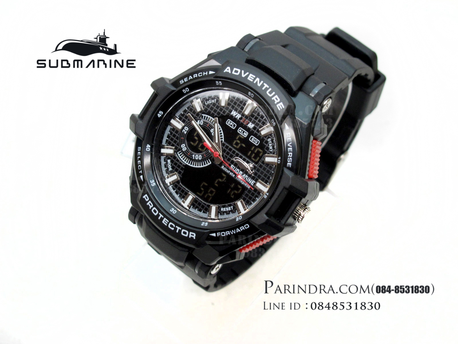 US submarine Protector รุ่น TP3135M สีดำตัดแดง พื้นดำ