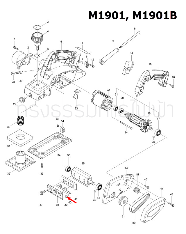 PAN HEAD SCREW M4X5 กบไสไม้ไฟฟ้า Maktec มาคเทค, Makita มากีต้า MT190, M1100, M1100KX1B, M1901, M1901B, M1902, M1902B Pn.265132-2 (แท้) ##