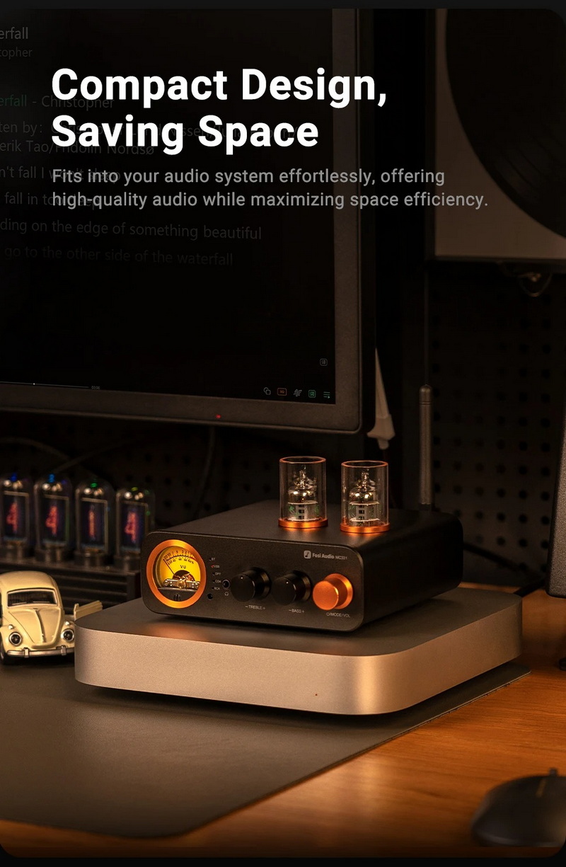 Fosi Audio MC331 Bluetooth Amplifier หลอดแก้วพร้อม DAC และ VU Meter ประกันศูนย์ไทย