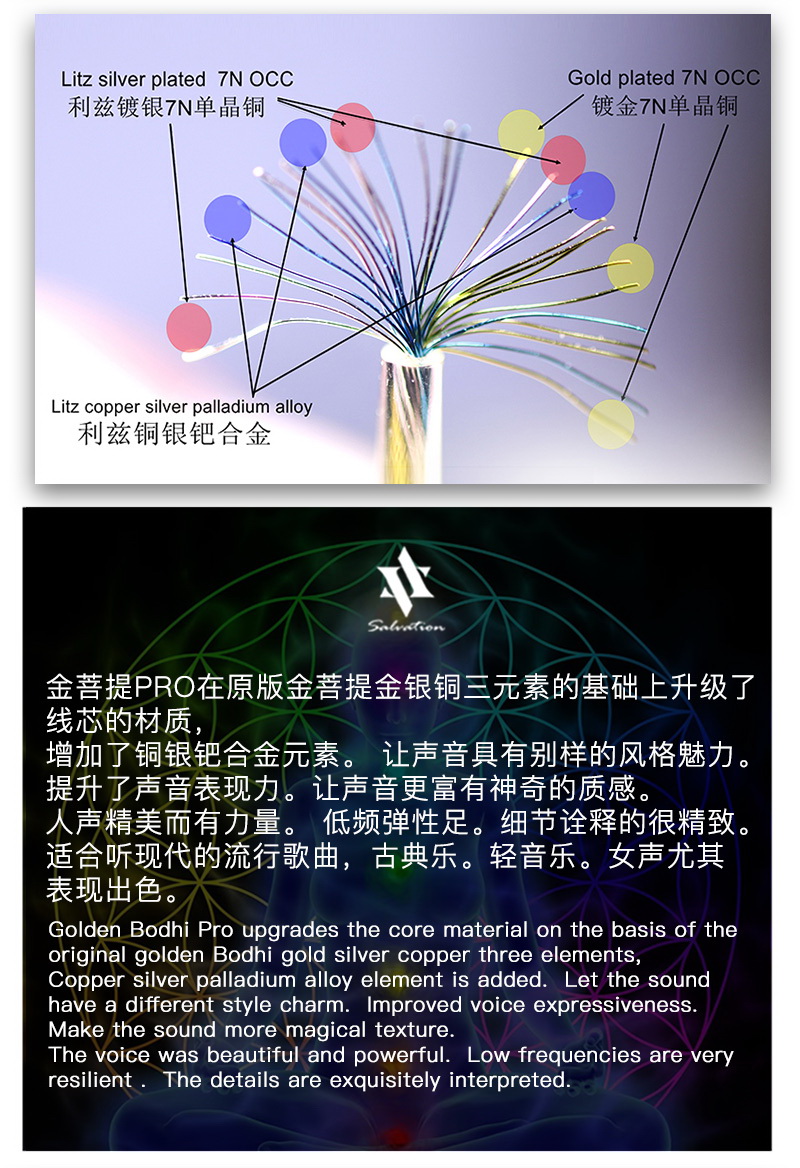 ขาย Hakugei Golden Bodhi Pro สายอัพเกรดหูฟัง Hybrid 4 ธาตุ ระดับเทพ