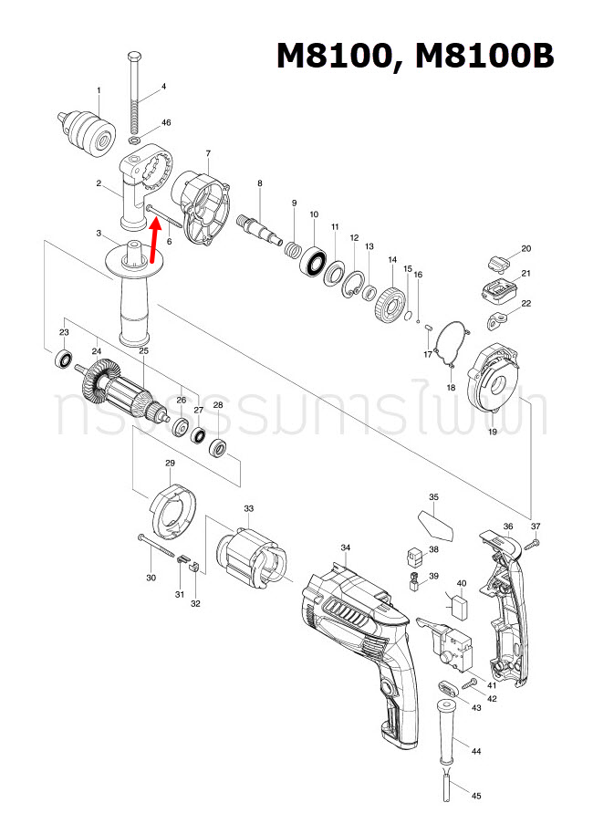 TAPPING SCREW 4X30 สว่านโรตารี่ Maktec มาคเทค, Makita มากีต้า MT870, MT871, HP1630, M8100, M8100B, M8701, M8701B Pn.266361-0 (แท้)##