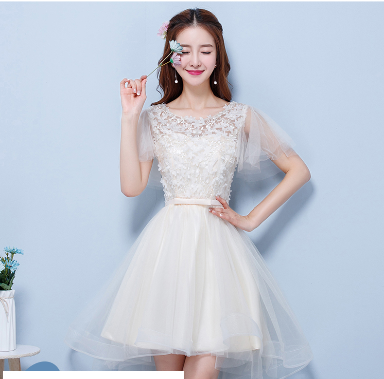 พร้อมเช่า เดรสขาว พรีเวดดิ้ง สวยหวาน กระโปรงตาข่าย ตัวชุดลูกไม้&แต่งโบว์ช่วงเอว (ซิปหลัง)