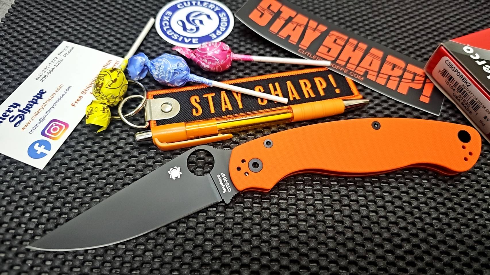 Spyderco C36GPORBK2 Military 2 - 4.0" Black DLC CTS-XHP Blade - Orange G-10 Handle w/Compression Lock - CUTLERY SHOPPE EXCLUSIVE
