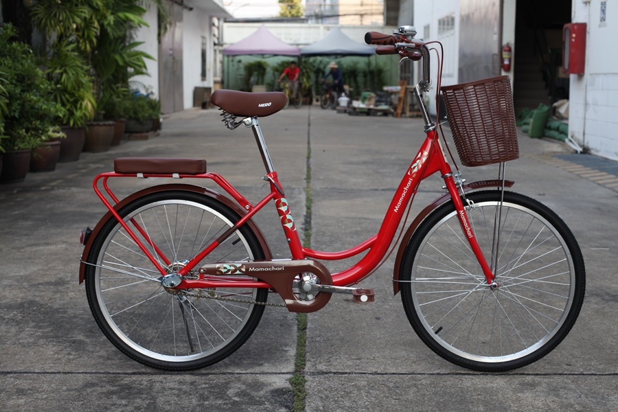 จักรยานแม่บ้านสไตล์วินเทจ Hero รุ่น Mamachari ล้อขนาด 24" ไม่มีเกียร์ จักรยานแม่บ้านญี่ปุ่น พร้อมตะกร้าวินเทจ