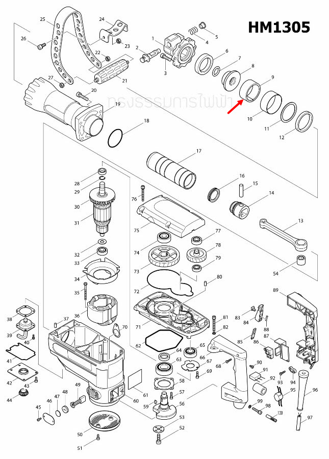 IDLER สกัด เจาะพื้น Makita มากีต้า HM1305 [#9] Pn.324492-2 (แท้) ##