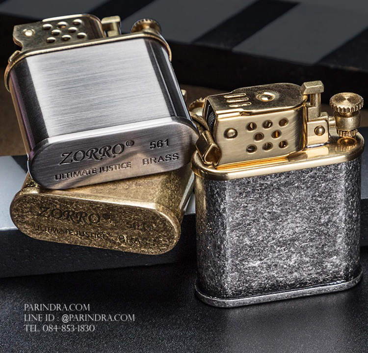 ไฟแช็กน้ำมัน ZORRO Premiun Lighter 561 ทองเหลืองทั้งตัว