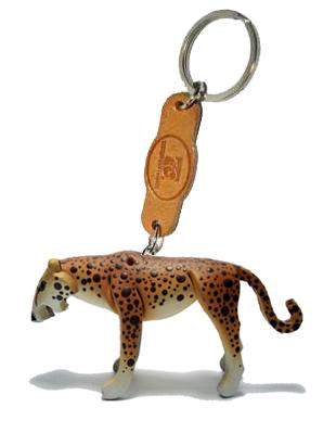 พร้อมส่ง พวงกุญแจหนังแท้ Handmade รูปเสือ ชีตาร์