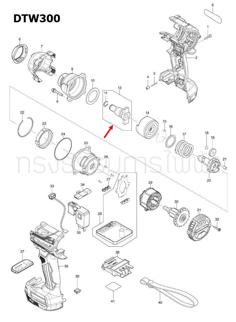 ANVIL E ASSY บล๊อกไร้สาย Makita มากีต้า DTW300, DTW300Z, DTW300RTJ, DTW300FJX3 Pn.136223-5 (แท้) ##(*)