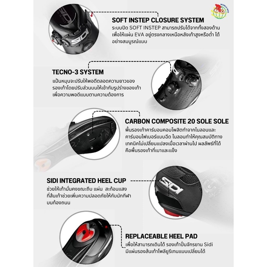 รองเท้าเสือหมอบ SIDI GENIUS 10 Carbon Road Cycling Shoes พื้นคาร์บอน NEW2024