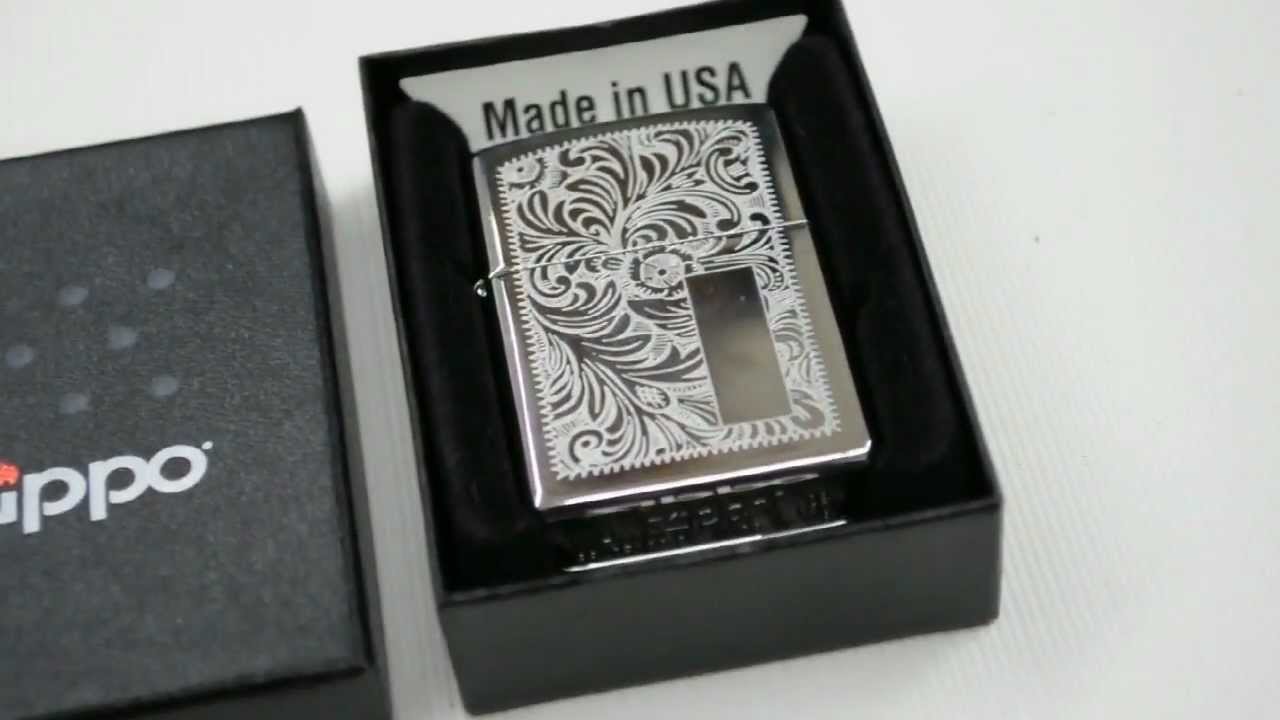 ไฟแช็ค Zippo แท้ " Zippo 352, Venetian® Design High Polish Chrome " แท้นำเข้า 100%