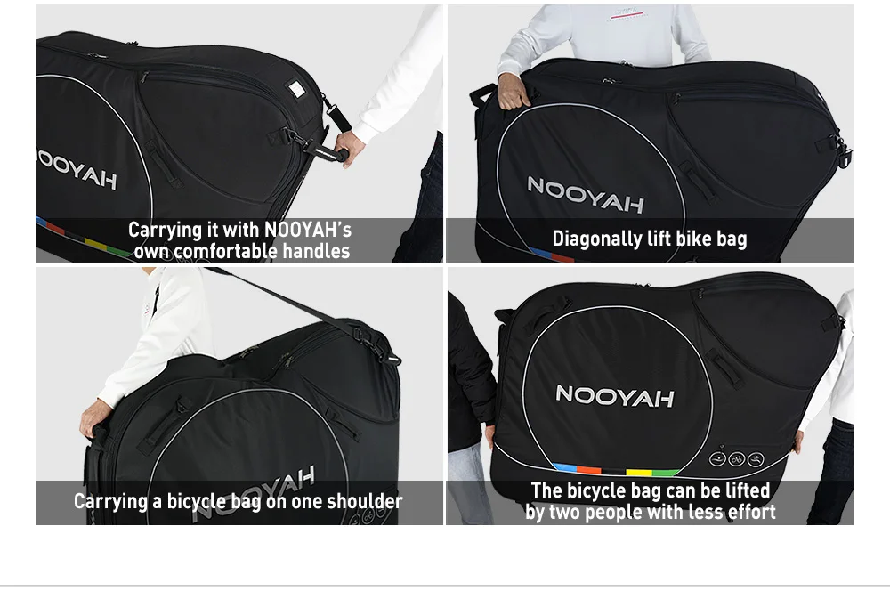 NOOYAH BK015 Pro Bike Travel Case – No Need to Remove Handlebars or Pedals | Full 16-Piece Protection Kit