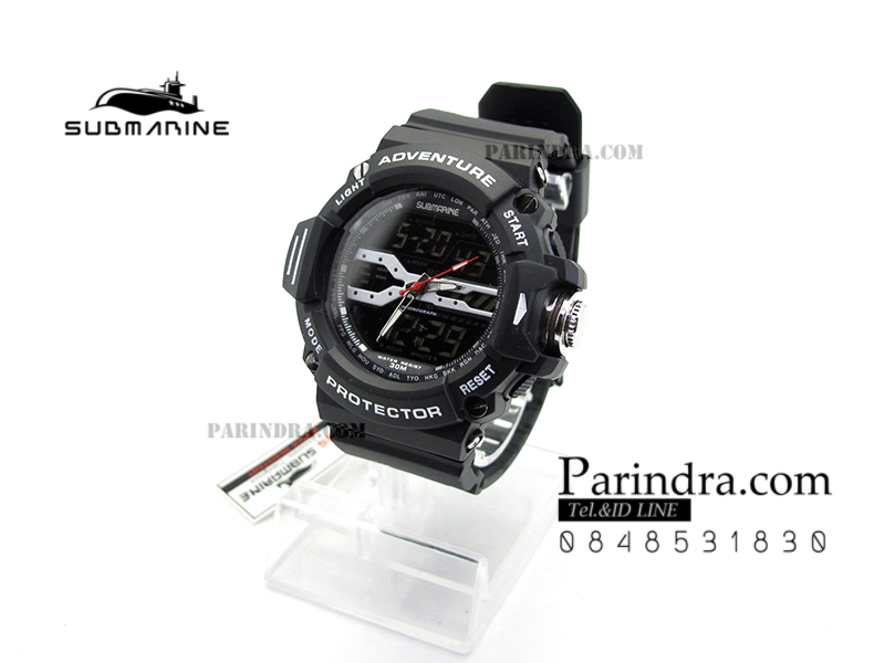 นาฬิกา US submarine รุ่น TP3164M สีดำตัดเทา พื้นหลังดำ