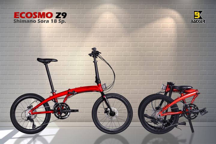 จักรยานพับ BACKER ECOSMO Z9 เฟรมอลู เกียร์ Sora 18 สปีด วงล้อ 20 นิ้ว 451