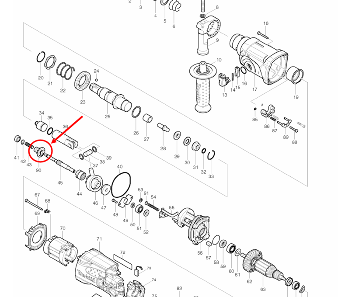 เฟืองถ้วย สว่านโรตารี่ Makita HR2432, 2450, 2451, 2453, 2454, 2455, 2470,F,FT, HR2475