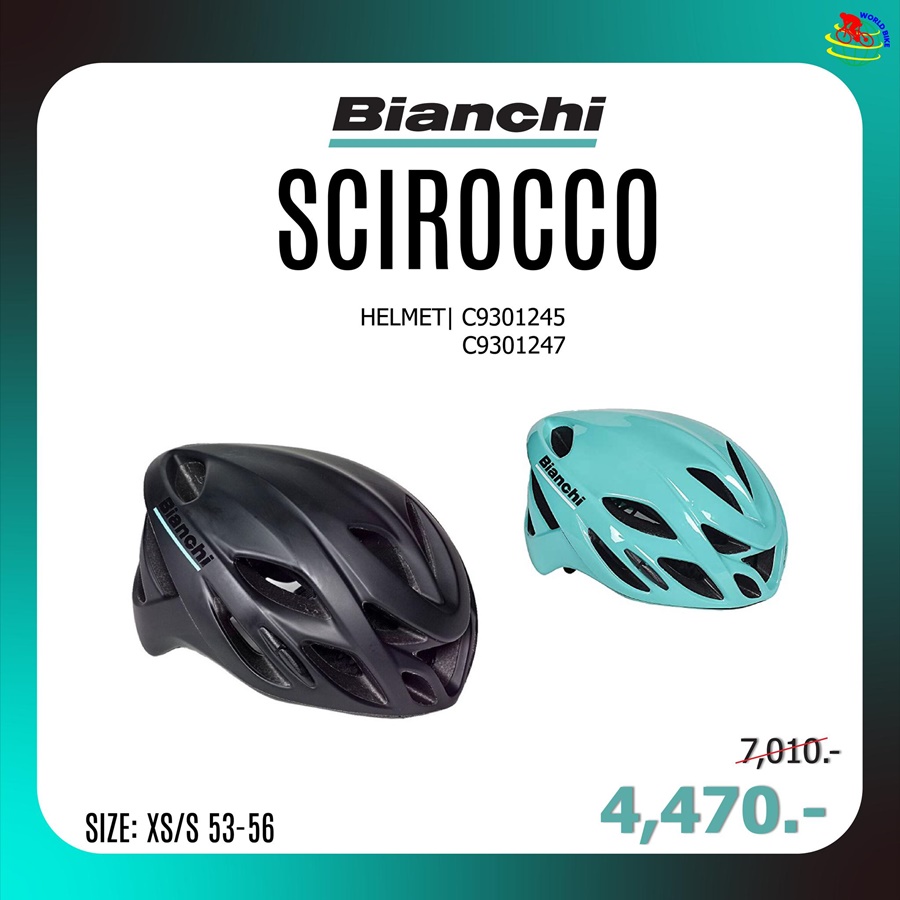 หมวกจักรยาน BIANCHI SHIROCCO Bicycle Helmet SIZE: XS/S 53-56. ช่องระบายอากาศ 21 ช่อง