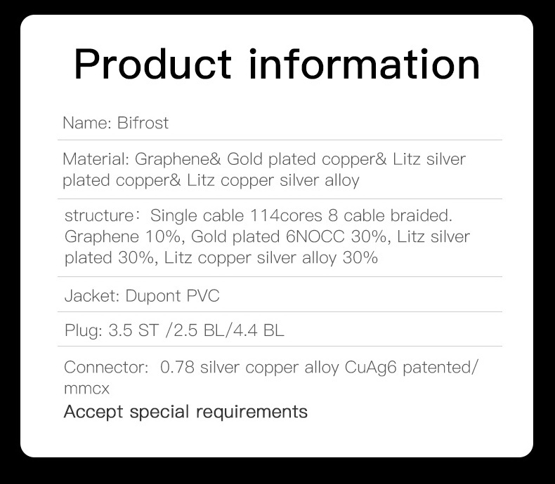 ขาย Hakugei Bifrost สายอัพเกรดหูฟังถักผสม ทอง, เงิน, ทองแดง, Graphene