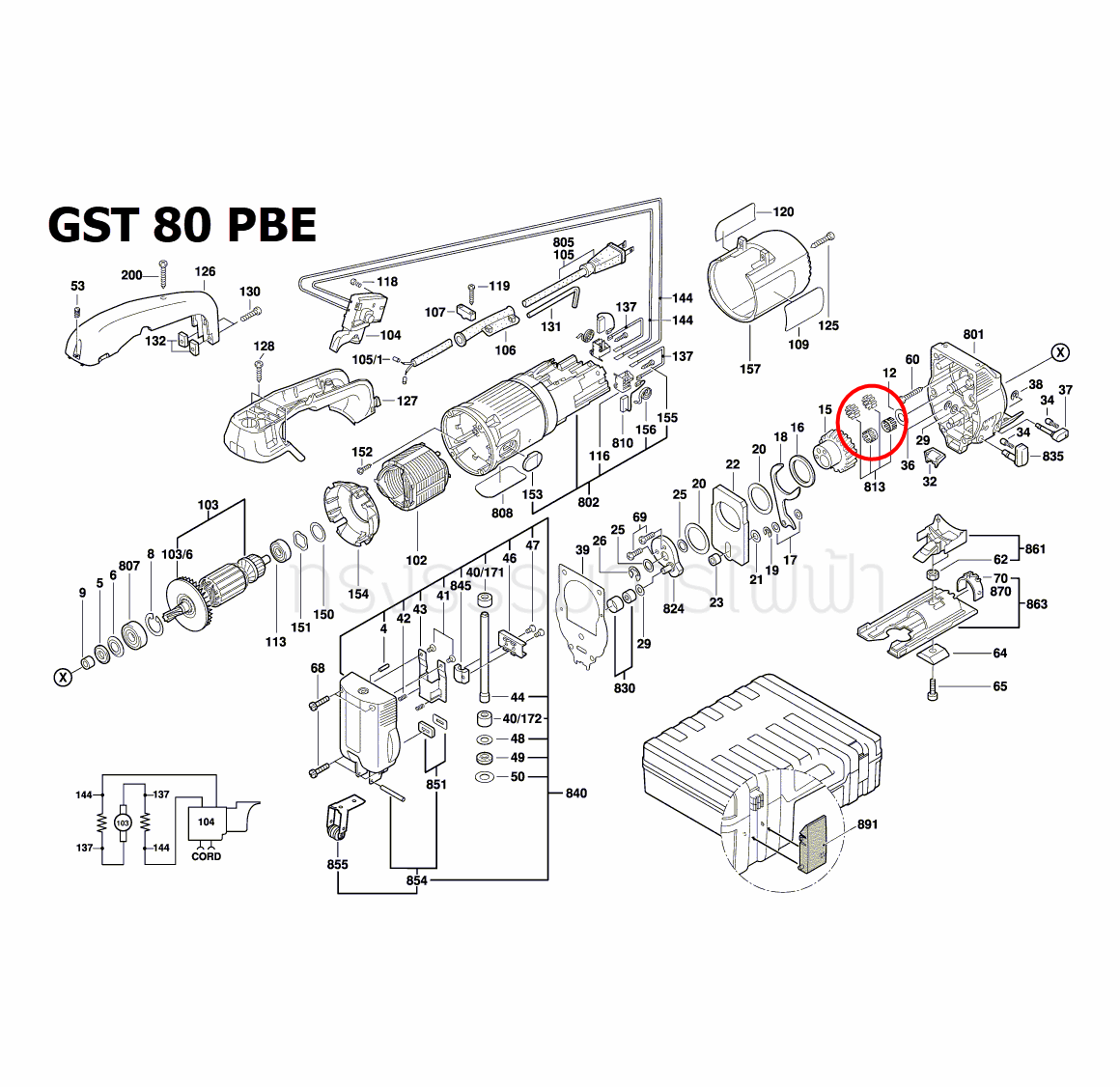 GST 80 PBE [#813] ชุดซ่อม เลื่อยจิกซอว์ BOSCH บอส P/N.2607001130 (แท้)##