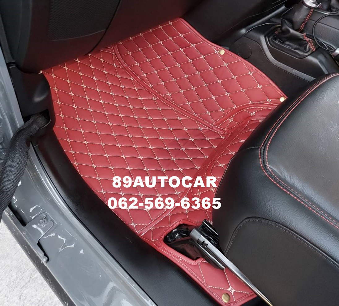 พรมรถ Jeep Wrangler Robicone ปูพรมหกดี สีแดงสด เข้ารูป เต็มคัน