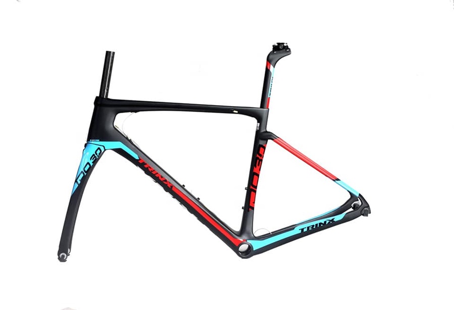 เฟรมเสือหมอบคาร์บอน TRINX TDO 3.0 CARBON FRAMESET ริมเบรค คาร์บอน T800สีดำด้านแดงฟ้า