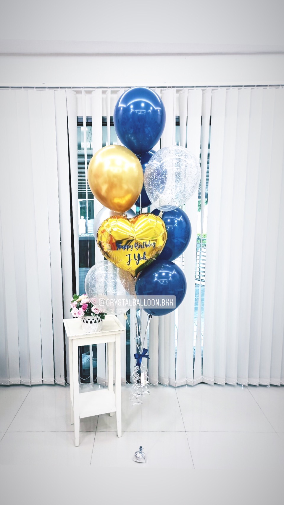 ลูกโป่ง วันเกิด โทนสี Dark Blue ยอดนิยม พร้อม ฟอยล์หัวใจ ขนาด 18" 1 ชิ้น,ลูกโป่งใส ใส่กลิตเตอร์ พร้อมตกเเต่ง สามารถเปลี่ยนสีลูกโป่ง/เปลี่ยนข้อความ/เปลี่ยนสี-ฟอยล์ตกแต่งได้