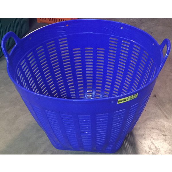 เข่งพลาสติก หูเหลี่ยม เบอร์1 เกรดA เหนียว รถเหยียบไม่แตก Ø 66 X 48 cm. HDPE
