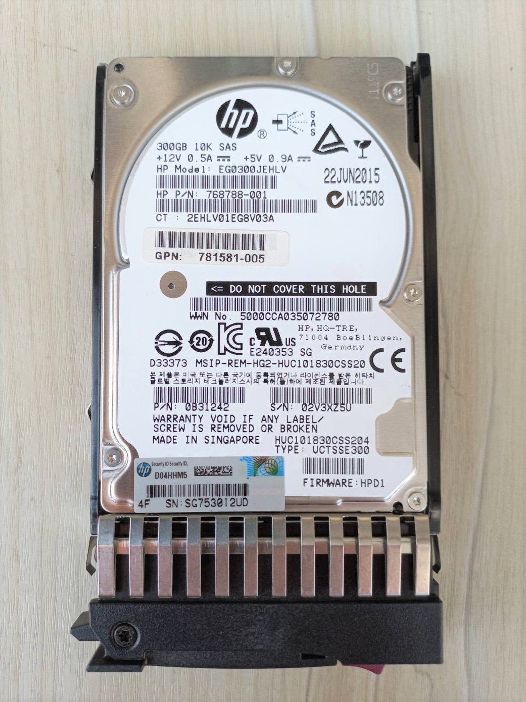 507127-B21 768788-001 507284-001 HP 300-GB 12G 10K 2.5 DP SAS.