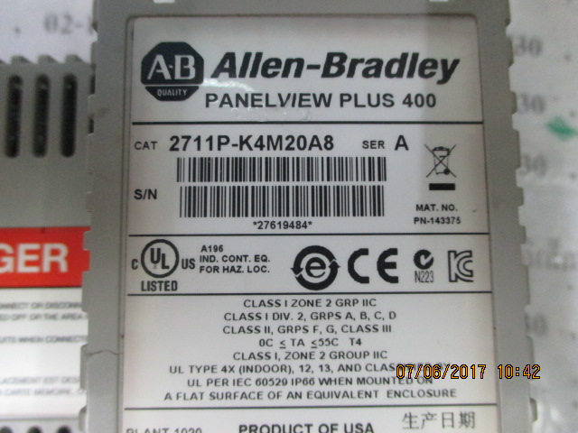 LCD TOUCH SCREEN “ ALLEN-BRADLEY ” รุ่น 2711P-K4M20A8