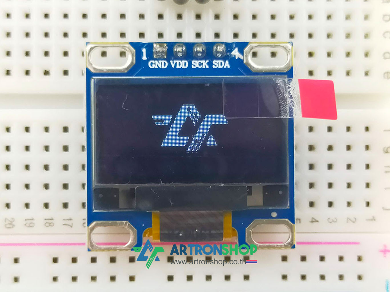 จอ OLED 0.96 นิ้ว สีขาว 128x64 I2C