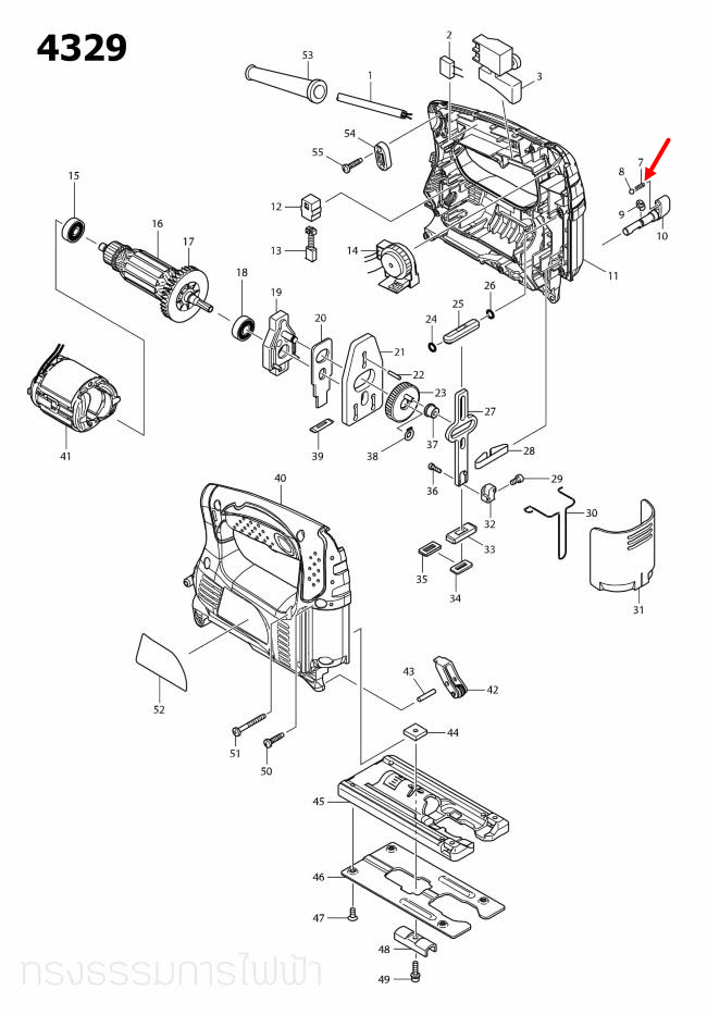 สปริงดัน จิ๊กซอว์ มากีต้า-Makita 4324, 4329, M4301, M4301B [#7] Pn.233151-6 (แท้) ##