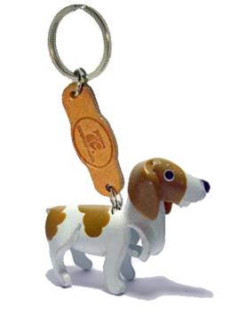 พร้อมส่ง พวงกุญแจหนังแท้ Handmade รูปหมา บรัคโค่ อิตาเลียโน่