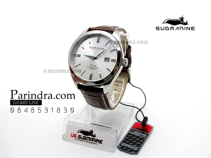 นาฬิกา US submarine Pro.รุ่น SUB203M สายหนังสีน้ำตาล-ขาว