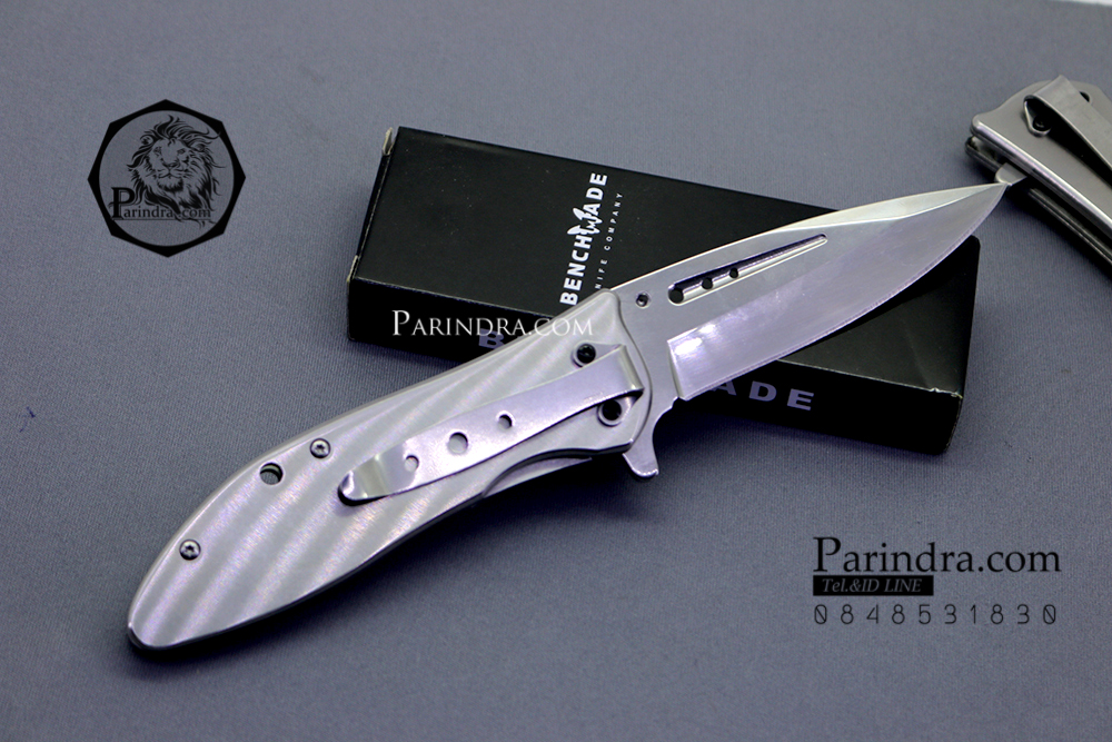 มีดพับ BenchMade สี เงินเงา ด้ามฝังไม้ รุ่น DA76 (OEM)