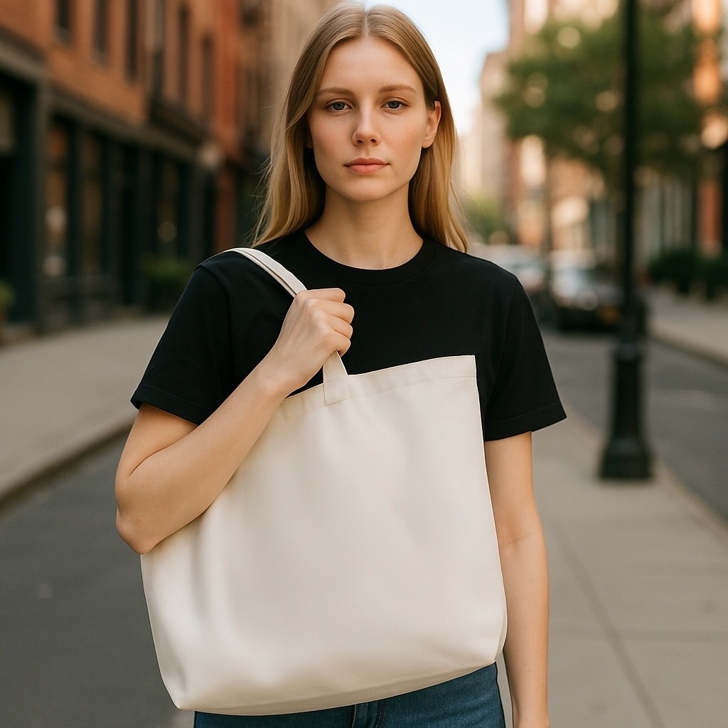 กระเป๋าแคนวาส ทรง Tote bag มีก้น ไม่มีข้าง