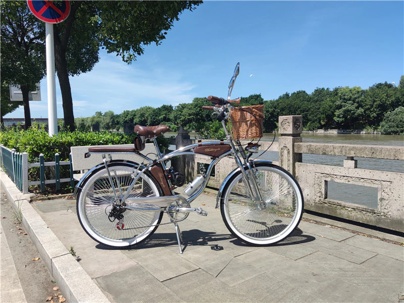 จักรยานครุยเซอร์ AOK BIKE Cruiser Beach bike เฟรมเหล็กชุบโครเมี่ยม ตะเกียบคู่ เกียร์ชิมาโน่ 7 สปีด ล้อขนาด 24 26 นิ้ว มาพร้อมกระเป๋า 3 ใบสไตล์วินเทจ