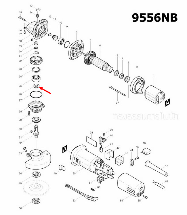 FLAT WASHER 12 หินเจียรไฟฟ้า Makita-มากีต้า MT958 [#25], M9513B [#26], 9556,NB,HN,HP,9553NB [#26] Pn.267238-2 (แท้) (*)