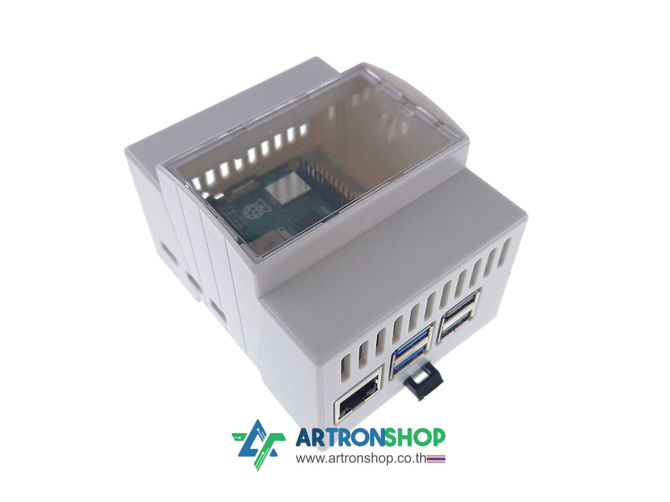 เคส Raspberry Pi 5 ติดรางปีกนก Raspberry Pi 5 case DIN rail