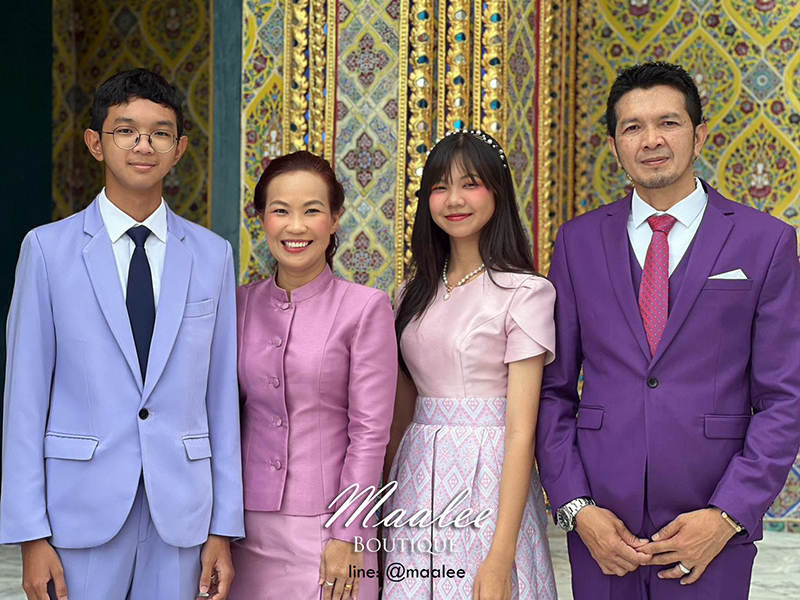 พร้อมเช่า ชุดสูทชาย สีม่วง สไตล์เกาหลี (ไม่มีเสื้อกั๊ก)