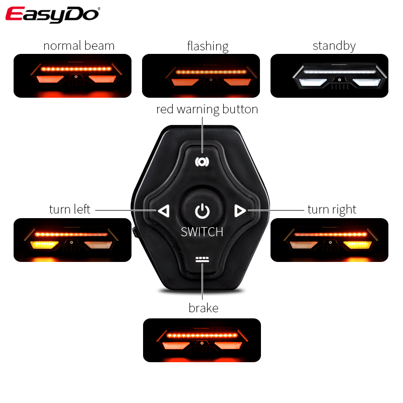 ไฟท้ายเลเซอร์ มีไฟเลี้ยวมีรีโมท EASYDO ED-3115 REMOTE TURN SIGNAL TAIL LIGHT 85 ลูเมน กันน้ำได้ มีไฟเลี้ยว ชาร์ USD.