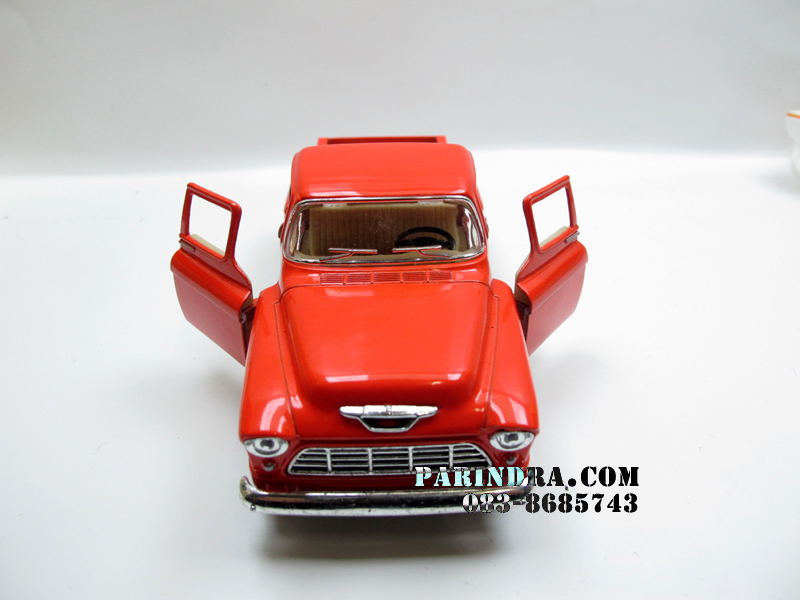 โมเดลรถเหล็กรถจำลอง CHEVROLET Chevy Stepside Pick-up 1955 สีส้ม