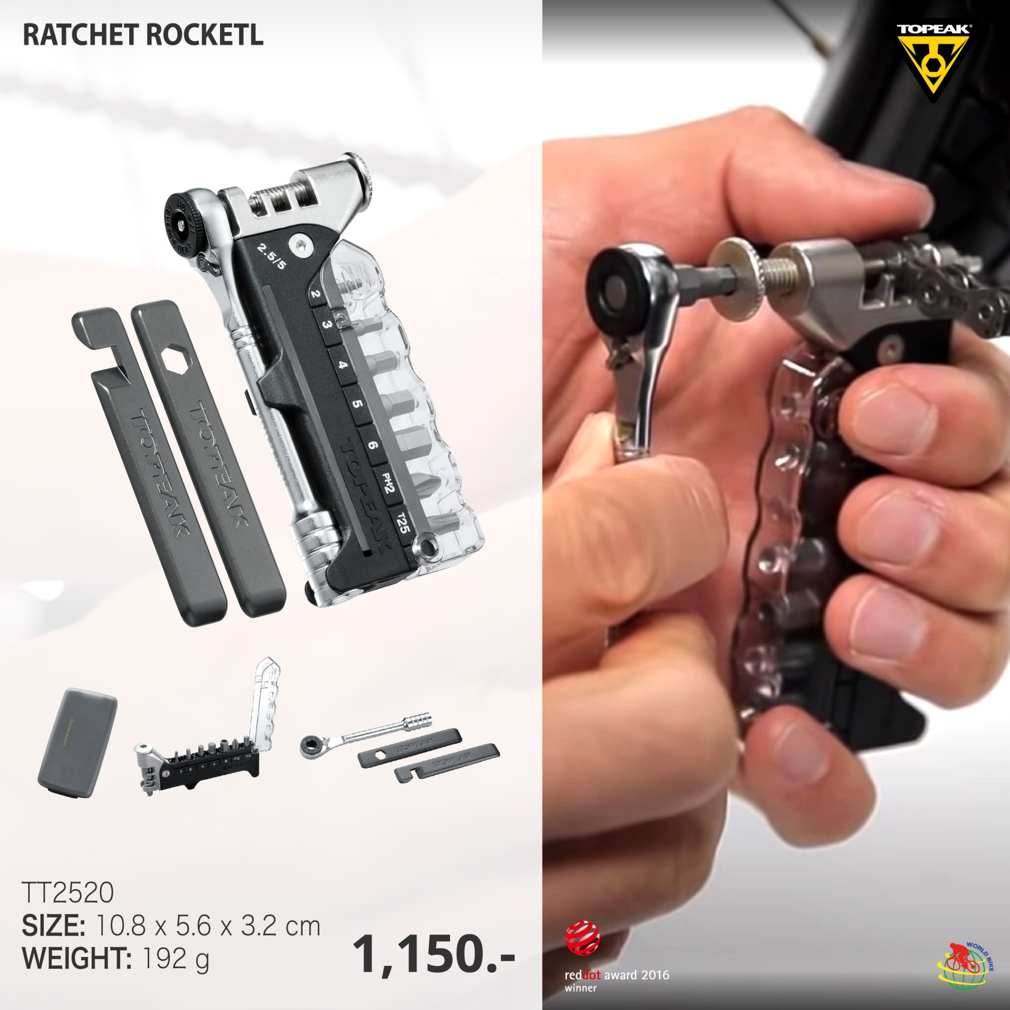 ชุดเครื่องมือ 15ฟังก์ชั่น TOPEAK RATCHET ROCKET TOOL TT2520
