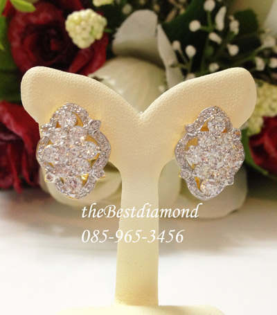 BE826+++ต่างหูHiso คุณนายสุดๆๆ ใส่แล้ว สวย เริ่ด แบบจากร้านเพชร งานสวย เรียบร้อย ดีไซน์สวยเก๋ หรูหรา เพชรวิ๊งๆระยิบระยับเลยค่ะ