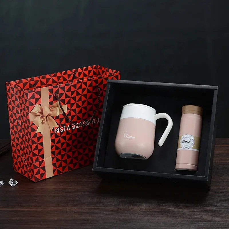Gift Set (แก้วสแตนเลสหูจับ จอแสดงอุณภูมิ 460ml พร้อม กระบอกน้ำสแตนเลส จอสแดงอุณหภูมิ240ml)