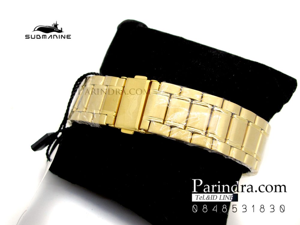 นาฬิกาคู่ US submarine รุ่น J117MD เรือนสีทองหน้าปัดสีดำแพคคู่