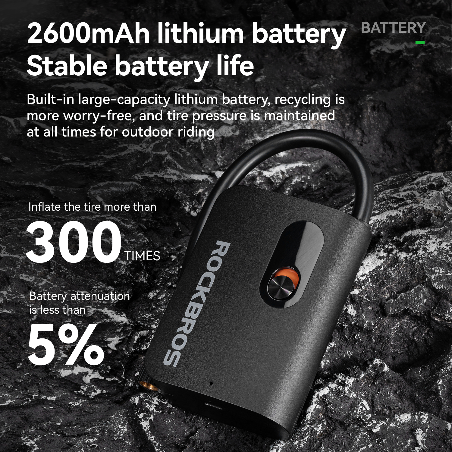 ปั๊มลมไฟฟ้า ROCKBROS Mini Pump แบบพกพา ชาร์จ USB-C ความดันสูง 150 PSI พร้อมหน้าจอดิจิทัล – สำหรับจักรยาน รถยนต์ ลูกบอล