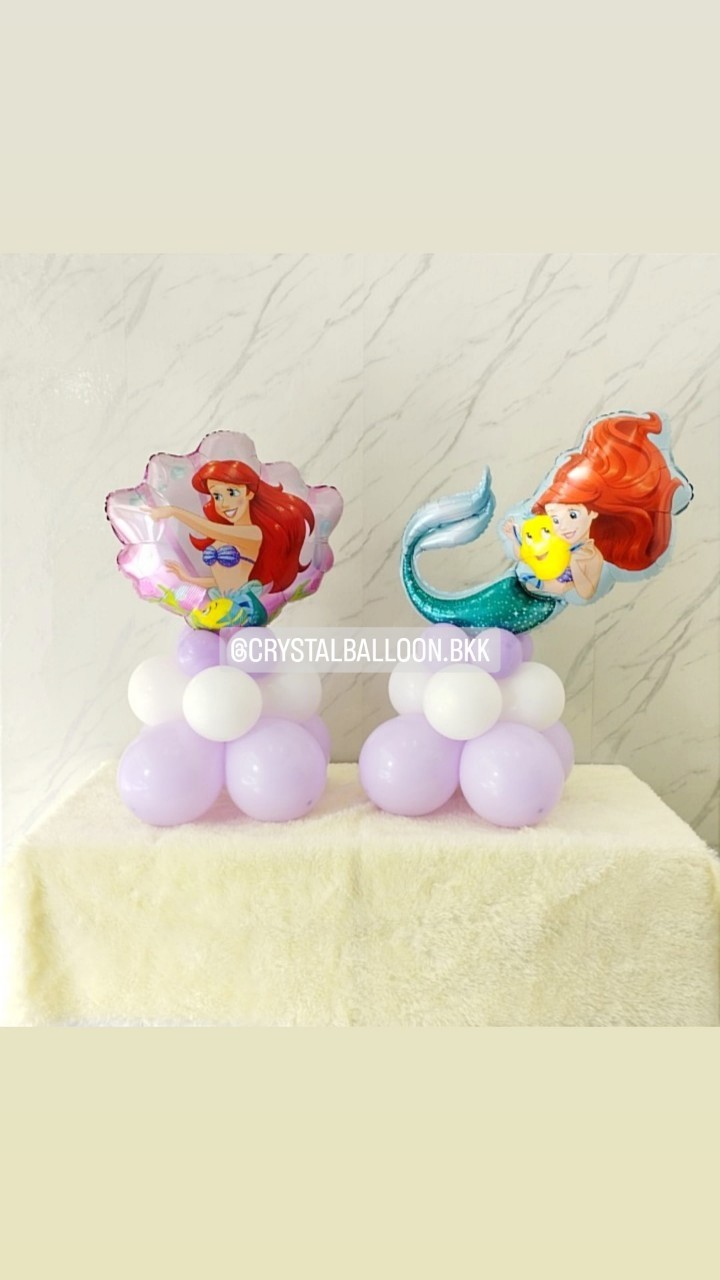 ลูกโป่ง วันเกิดเด็ก ฟอยล์ Mermaid ตั้งฐาน 2 ชิ้น พร้อมตกแต่ง สามารถเปลี่ยนสีลูกโป่ง/เปลี่ยนฟอยล์ตกแต่งได้