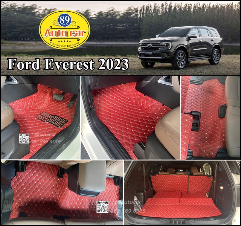 Ford Everest (ฟอร์ด เอเวอเรสต์) 2023 ปูพรมVVIP สีแดงไวน์ด้ายทอง