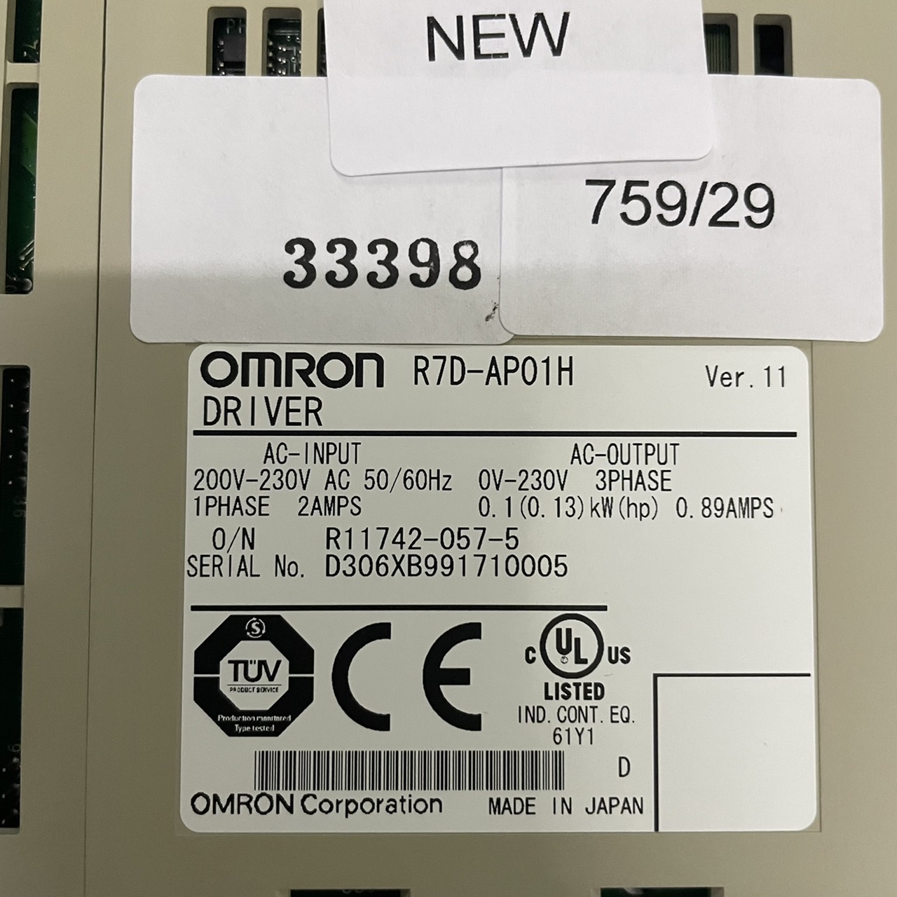 R7D-AP01H SERVO DRIVE " OMRON "