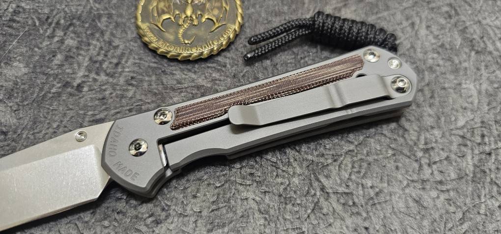 Chris Reeve Small Sebenza 31 lnlay LH Drop Point Natural Canvas Micarta Glass Blasted CPM Magnacut(มือซ้าย)